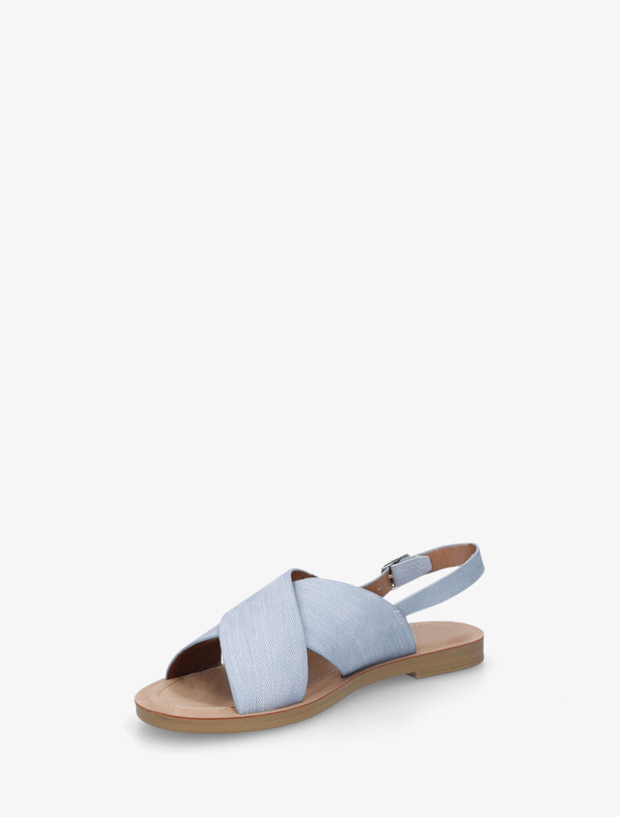 Nu-pieds croisés en tissu - Bleu denim - 3