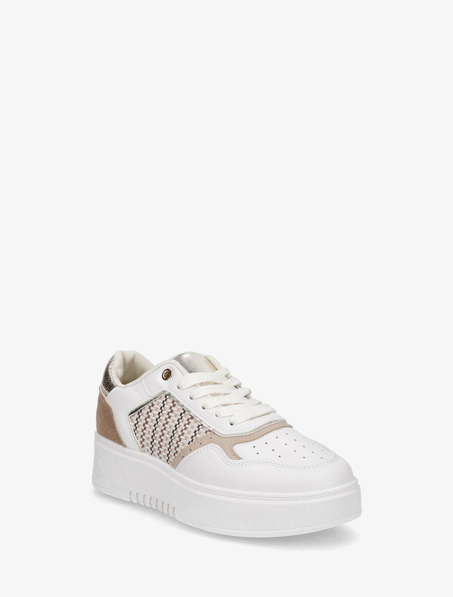 Sneakers à imprimé effet tweed - Beige - 2