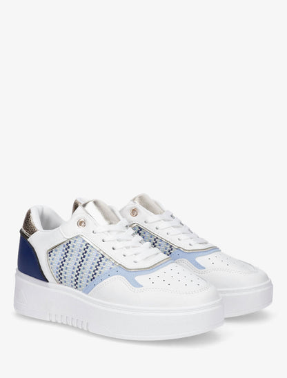 Sneakers à imprimé effet tweed - Marine - 4