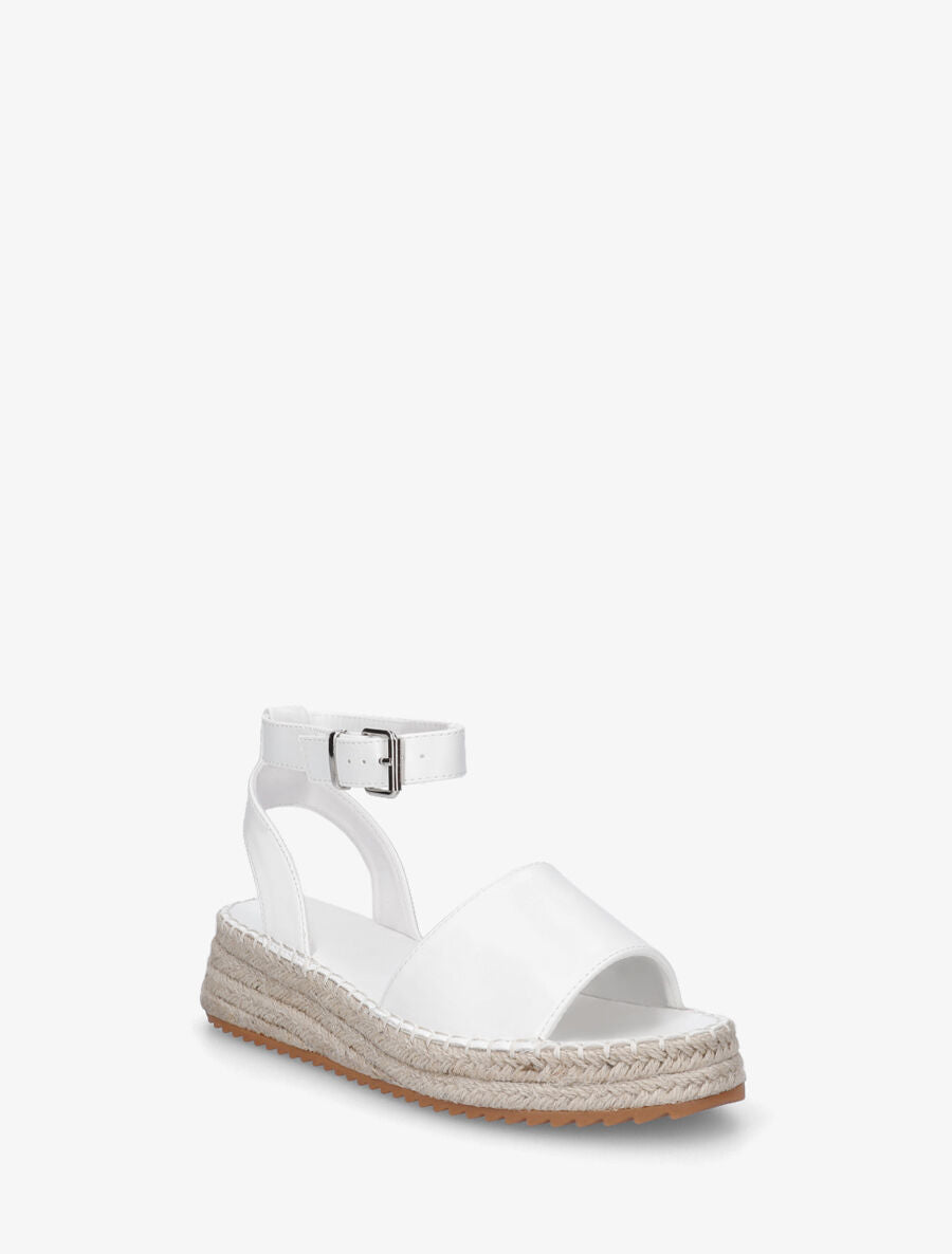 Sandales style espadrille à talon compensé - Blanc - 2