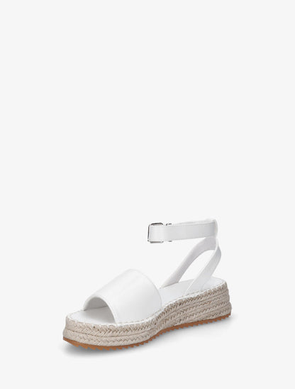 Sandales style espadrille à talon compensé - Blanc - 3