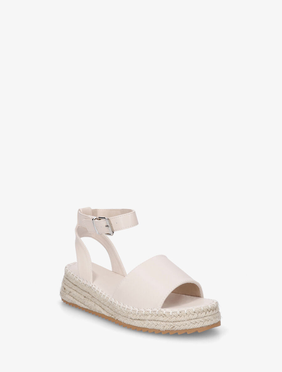 Sandales style espadrille à talon compensé - Beige - 2