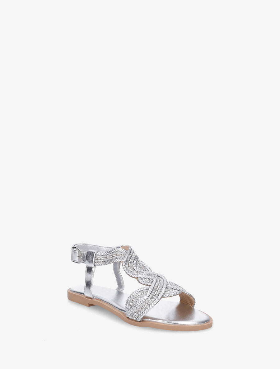 Nu-pieds torsadés à strass - Argent - 2