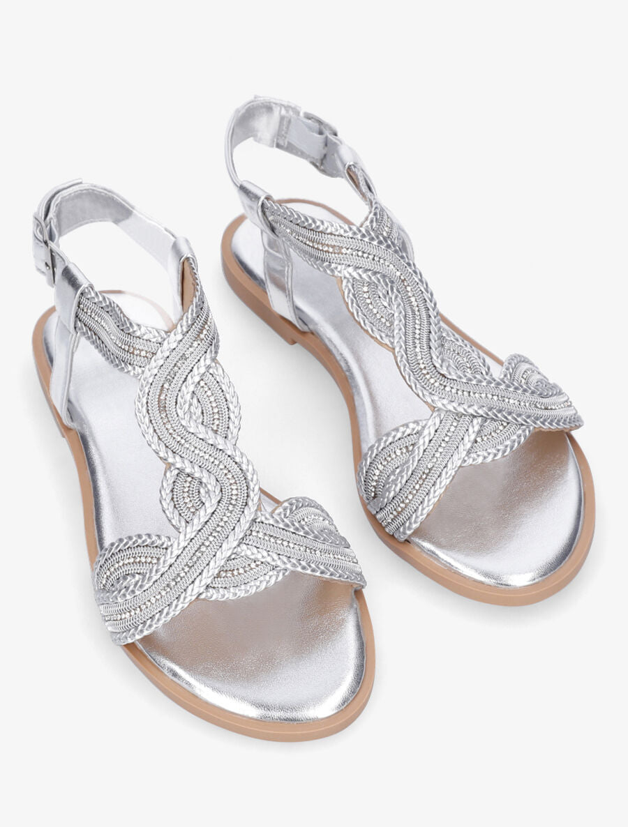 Nu-pieds torsadés à strass - Argent - 4