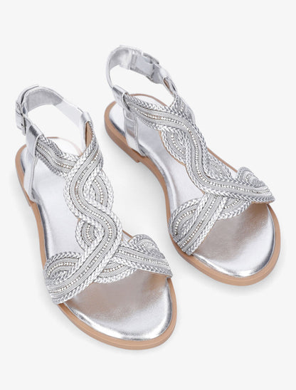 Nu-pieds torsadés à strass - Argent - 4