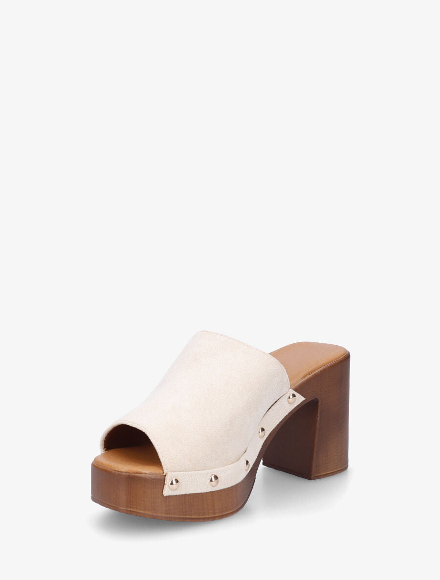 Mules à talon style sabot - Beige - 3