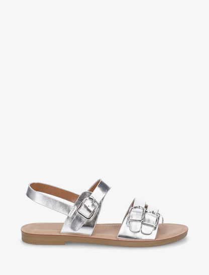 Nu-pieds en simili à boucle métallique - Argent - 1