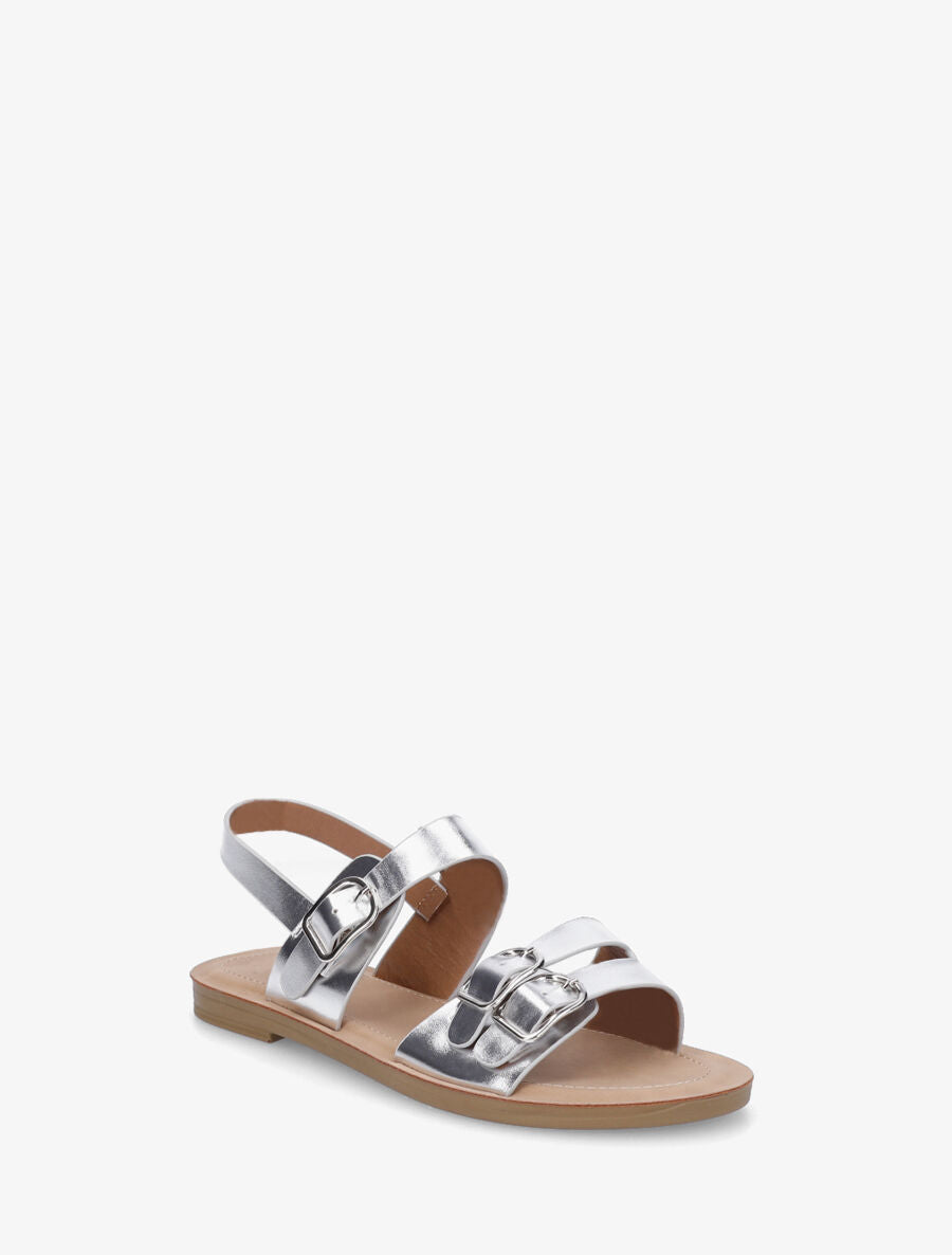 Nu-pieds en simili à boucle métallique - Argent - 2