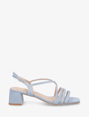 Sandales en tissu et lanières - Bleu denim - 1
