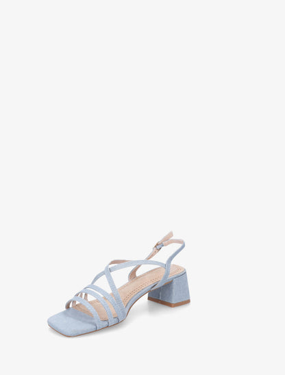 Sandales en tissu et lanières - Bleu denim - 3