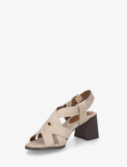 Sandales croisées en suédine - Beige - 3