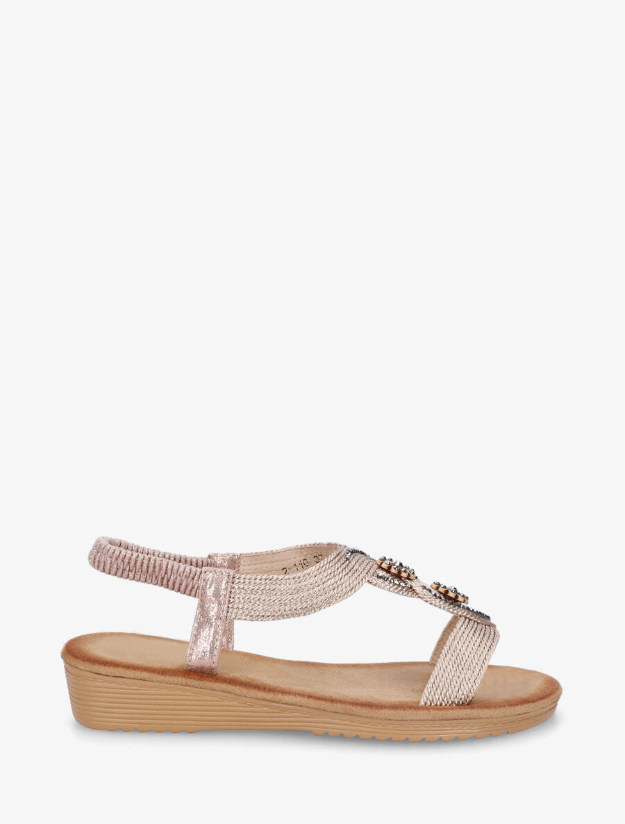 Nu-pieds style corde à strass - Rose gold - 1