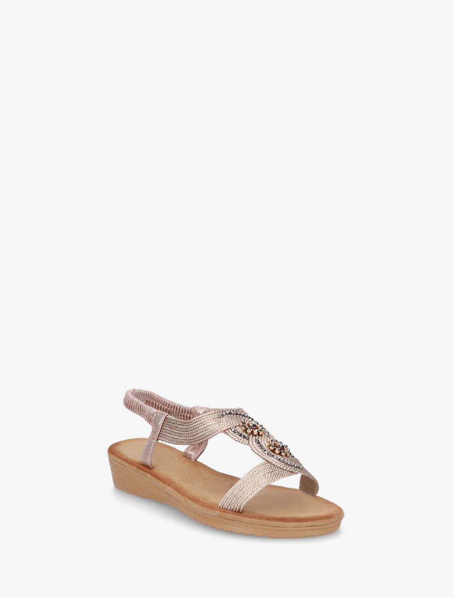 Nu-pieds style corde à strass - Rose gold - 2