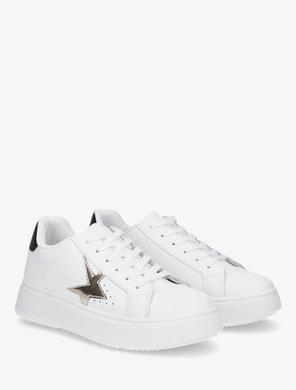 Baskets en simili empiècement fantaisie - Noir/blanc - 4