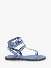 Spartiates en tissu à clous - Bleu denim - 5