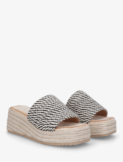 Mules compensées irisées effet cordes - Noir - 4