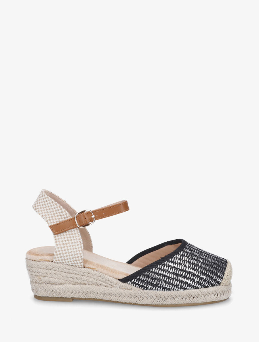 Espadrilles mi-hautes en raphia - Noir - 1