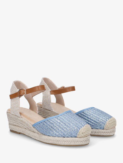 Espadrilles mi-hautes en raphia - Bleu - 4