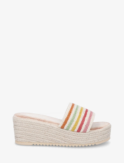 Mules compensées en raphia tressé - Multi - 1