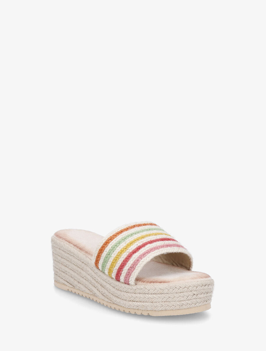 Mules compensées en raphia tressé - Multi - 2