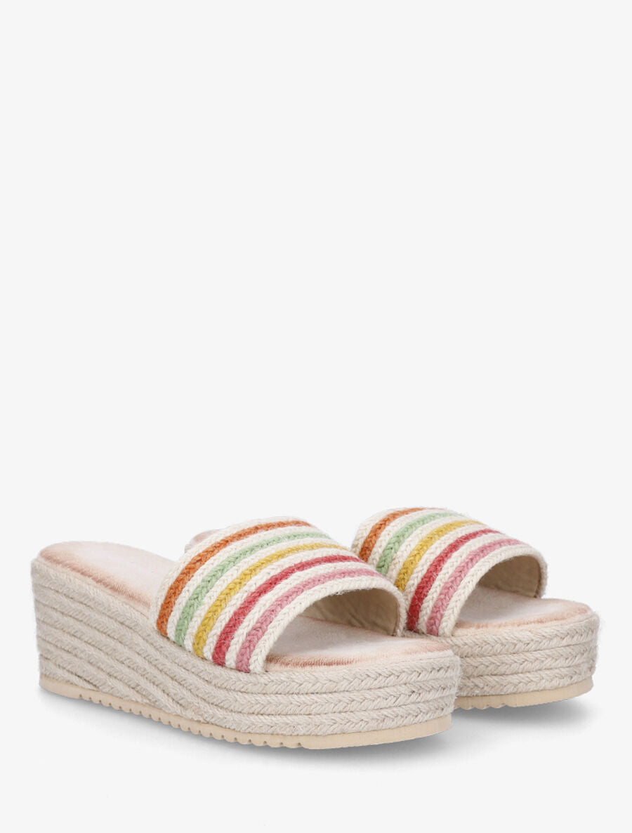 Mules compensées en raphia tressé - Multi - 4