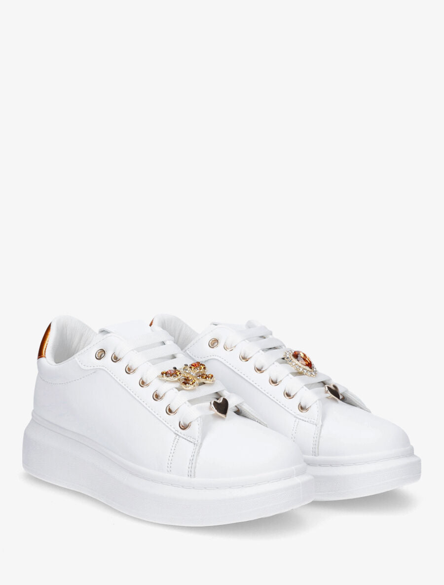 Sneakers à empiècement bijoux - Orange - 4