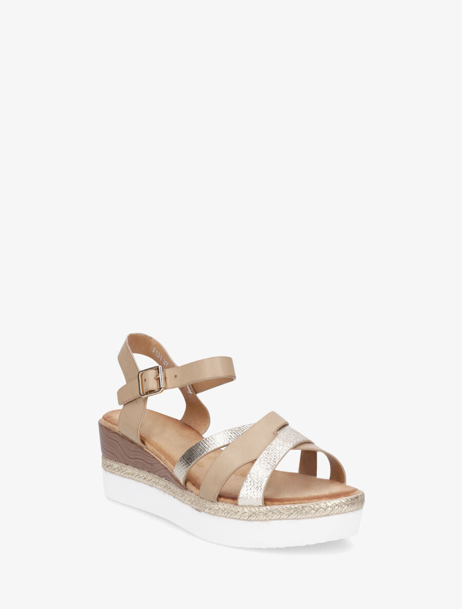 Sandales compensées croisées - Taupe - 2