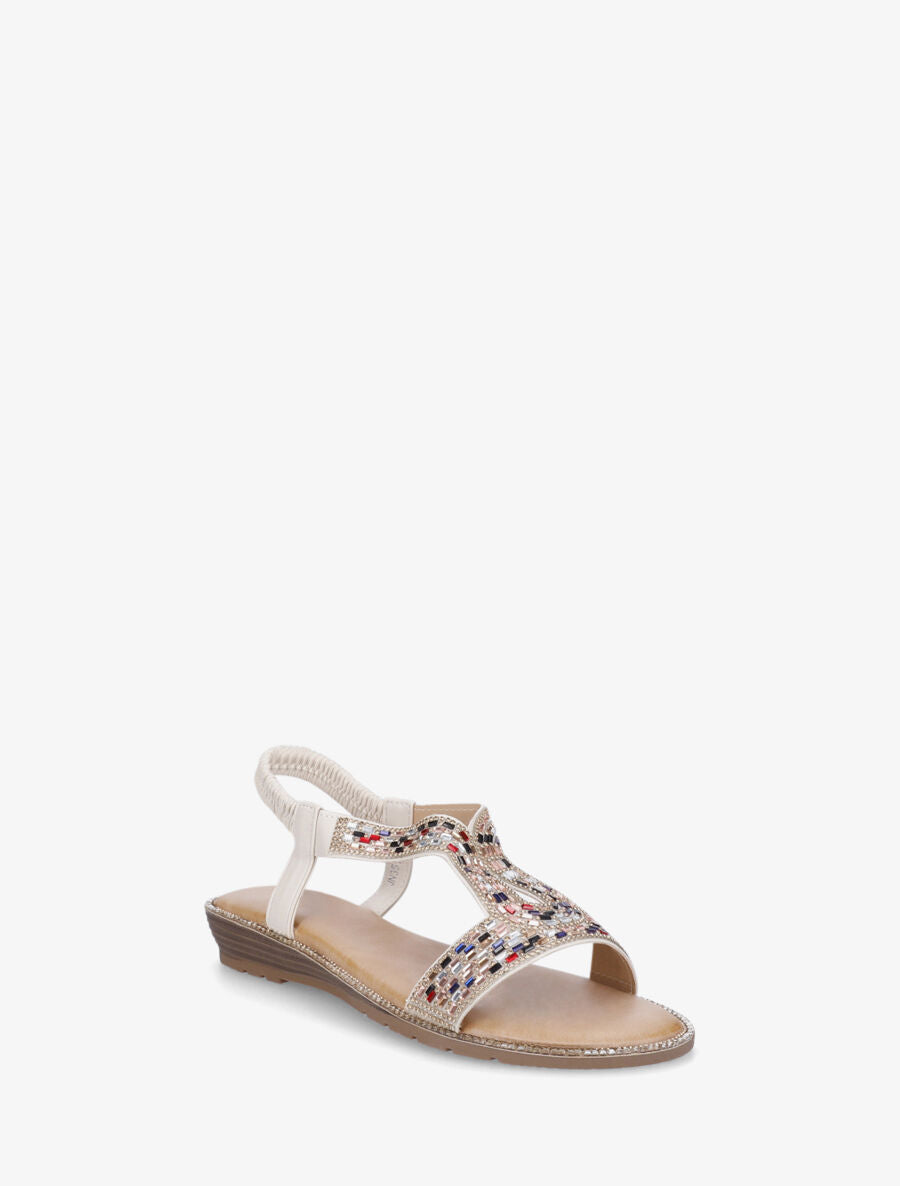 Nu-pieds élastiquées à strass - Beige - 2
