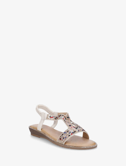 Nu-pieds élastiquées à strass - Beige - 2