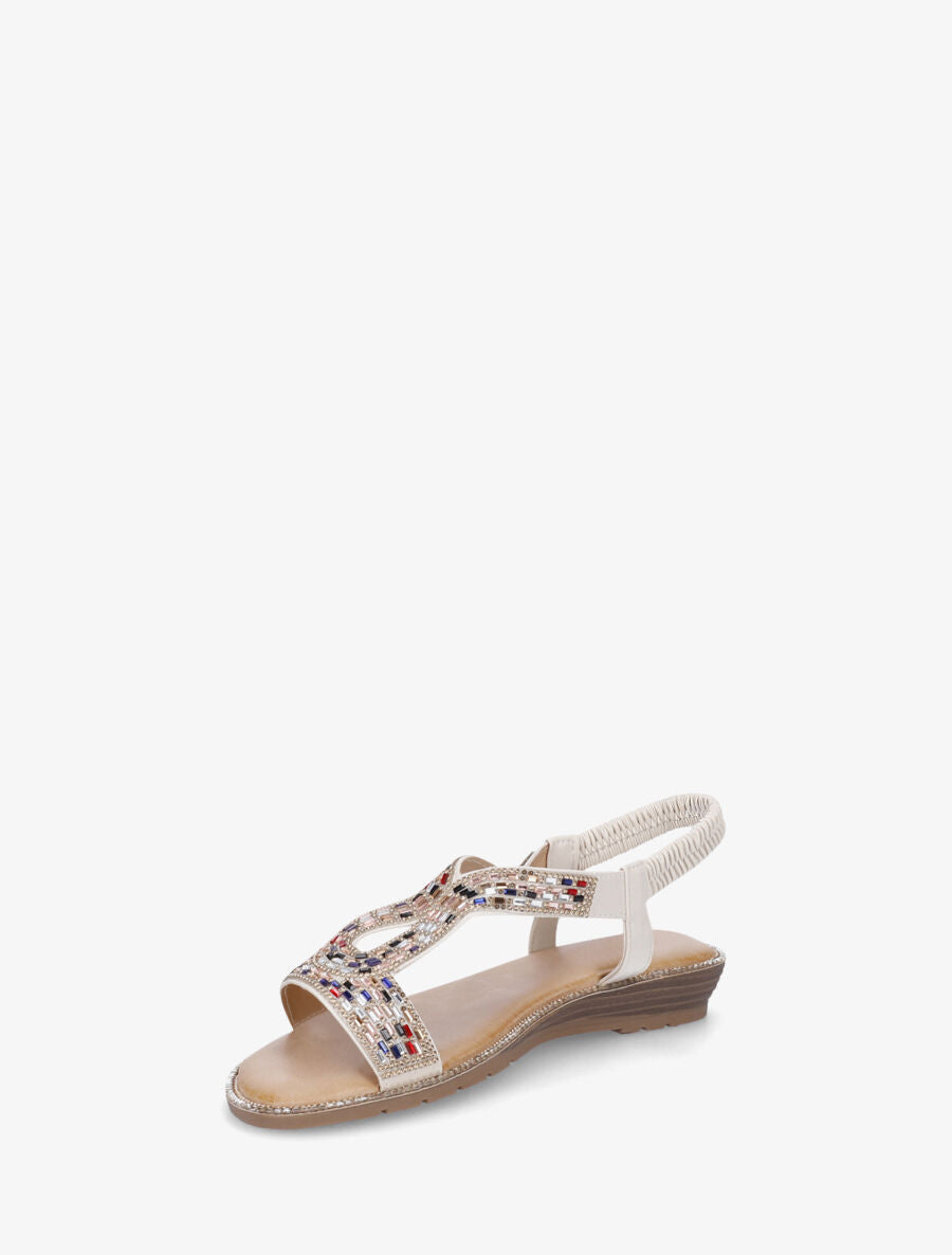Nu-pieds élastiquées à strass - Beige - 3