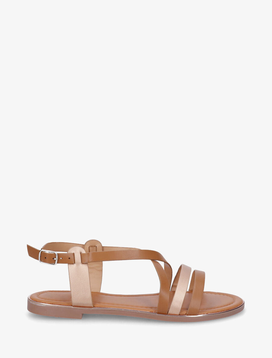 Nu-pieds croisés irisés - Camel - 5
