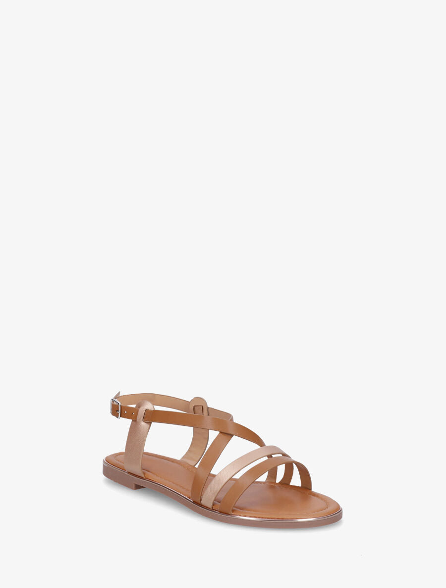 Nu-pieds croisés irisés - Camel - 2