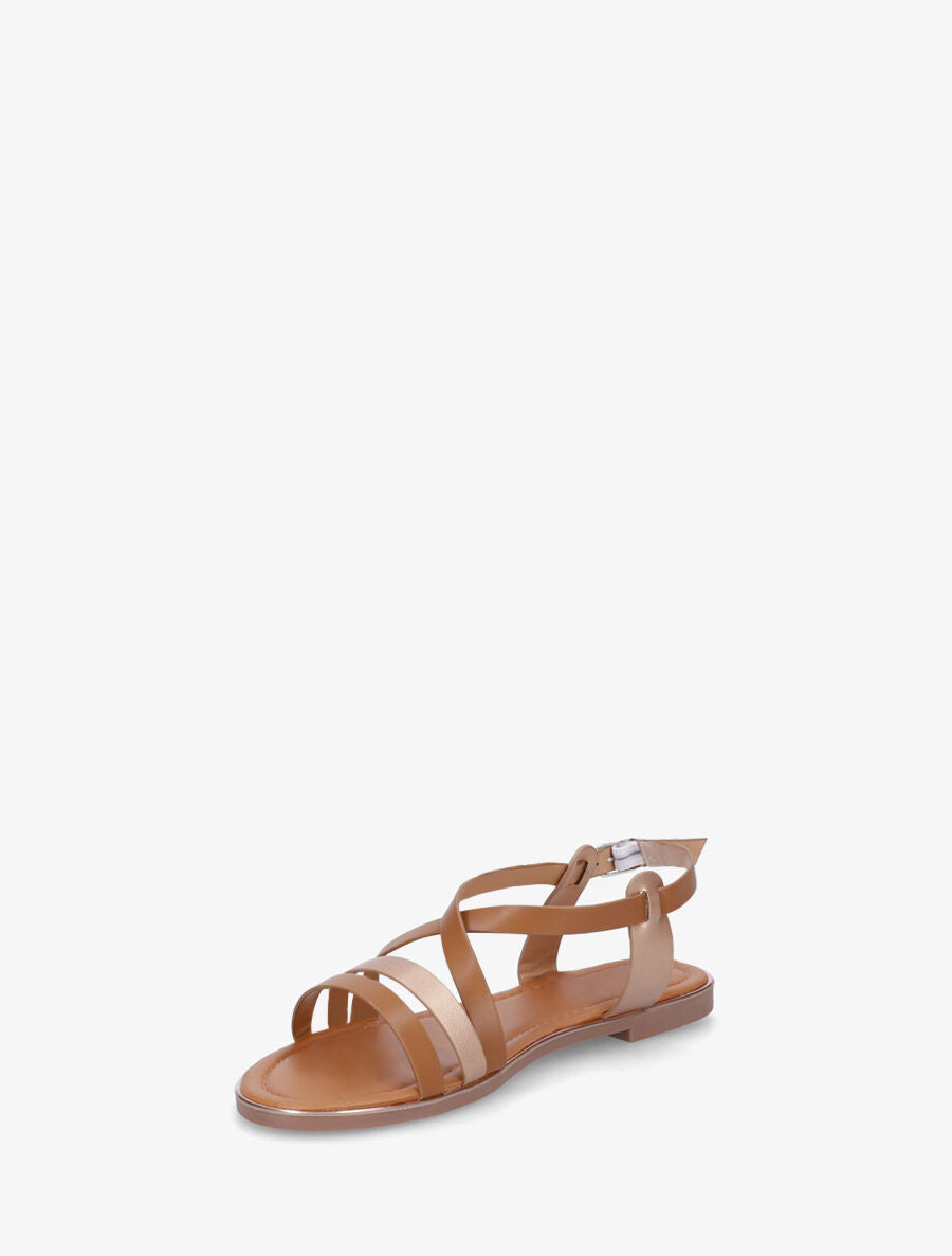 Nu-pieds croisés irisés - Camel - 3