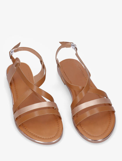 Nu-pieds croisés irisés - Camel - 4