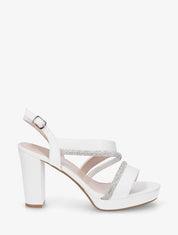 Sandales à plateforme et strass - Blanc - 1