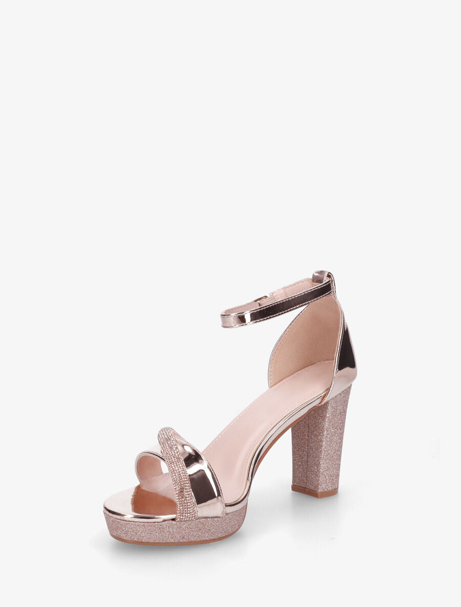 Sandales à plateforme strass et paillettes - Rose gold - 3