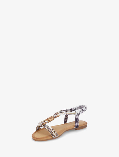 Nu-pieds à cheville élastiquée et perles en bois - Gris - 3