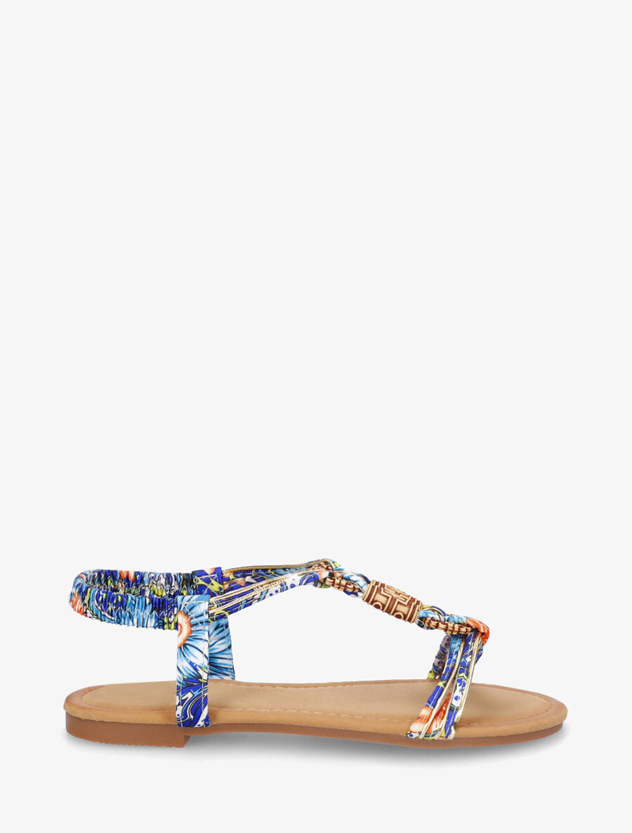 Nu-pieds à cheville élastiquée et perles en bois - Marine - 5