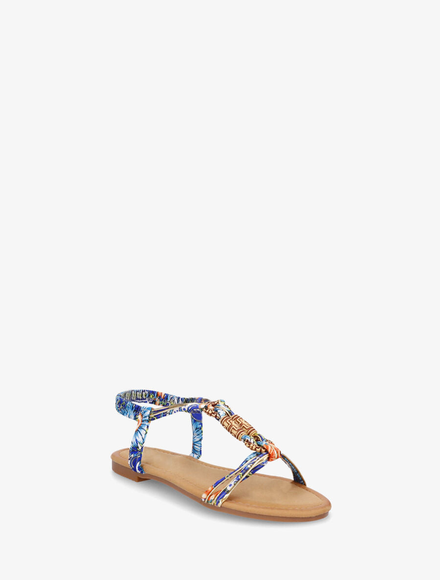 Nu-pieds à cheville élastiquée et perles en bois - Marine - 2