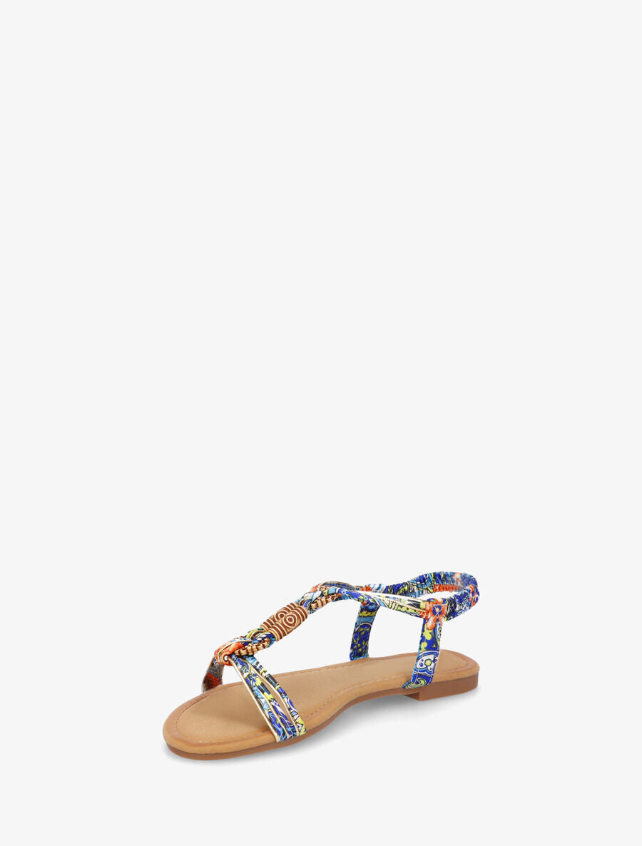 Nu-pieds à cheville élastiquée et perles en bois - Marine - 3
