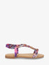 Nu-pieds à cheville élastiquée et perles en bois - Violet - 5