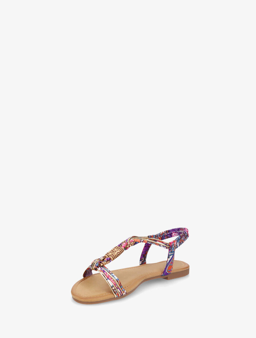 Nu-pieds à cheville élastiquée et perles en bois - Violet - 3