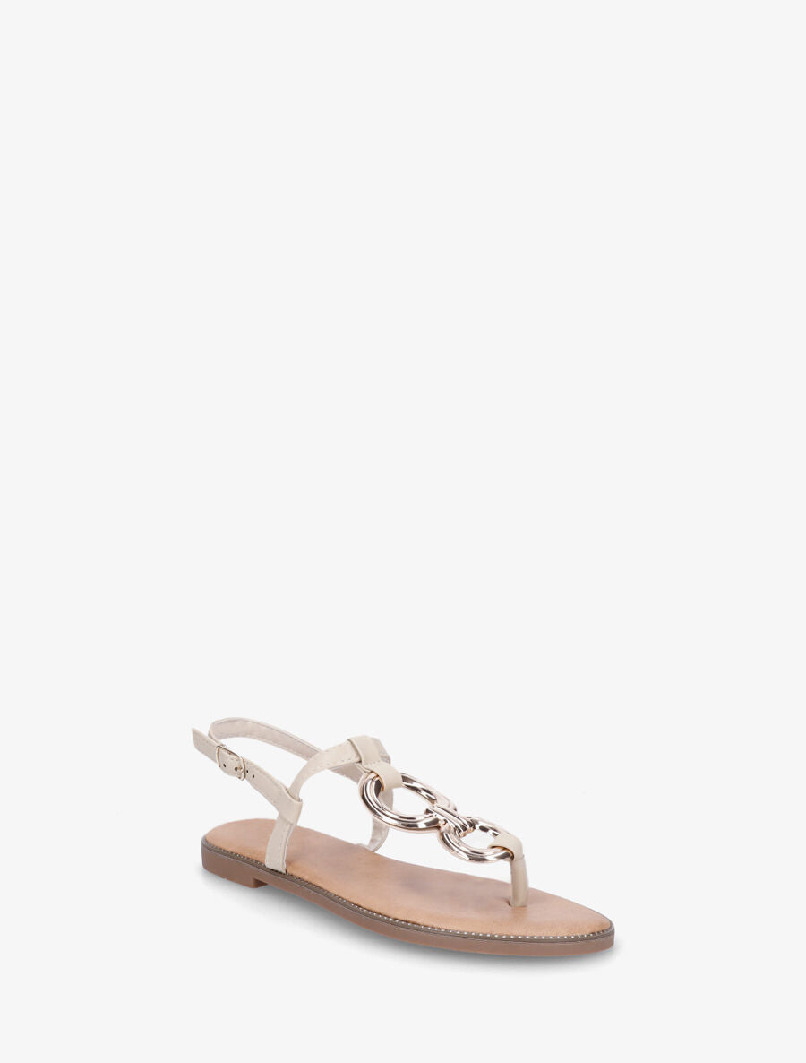 Nu-pieds en bride T à bijoux - Beige - 2
