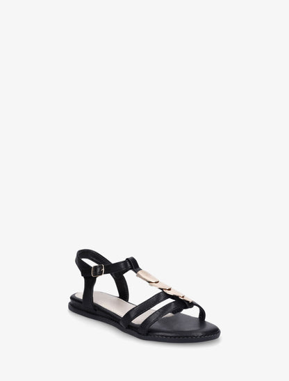 Nu-pieds en simili à bride bijoux - Noir - 2
