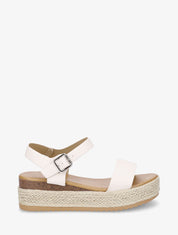 Sandales compensées à brides en simili - Beige - 5