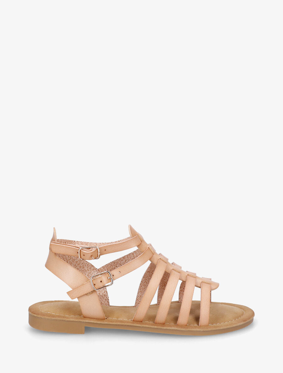 Nu-pieds à double boucles style spartiates - Beige - 1