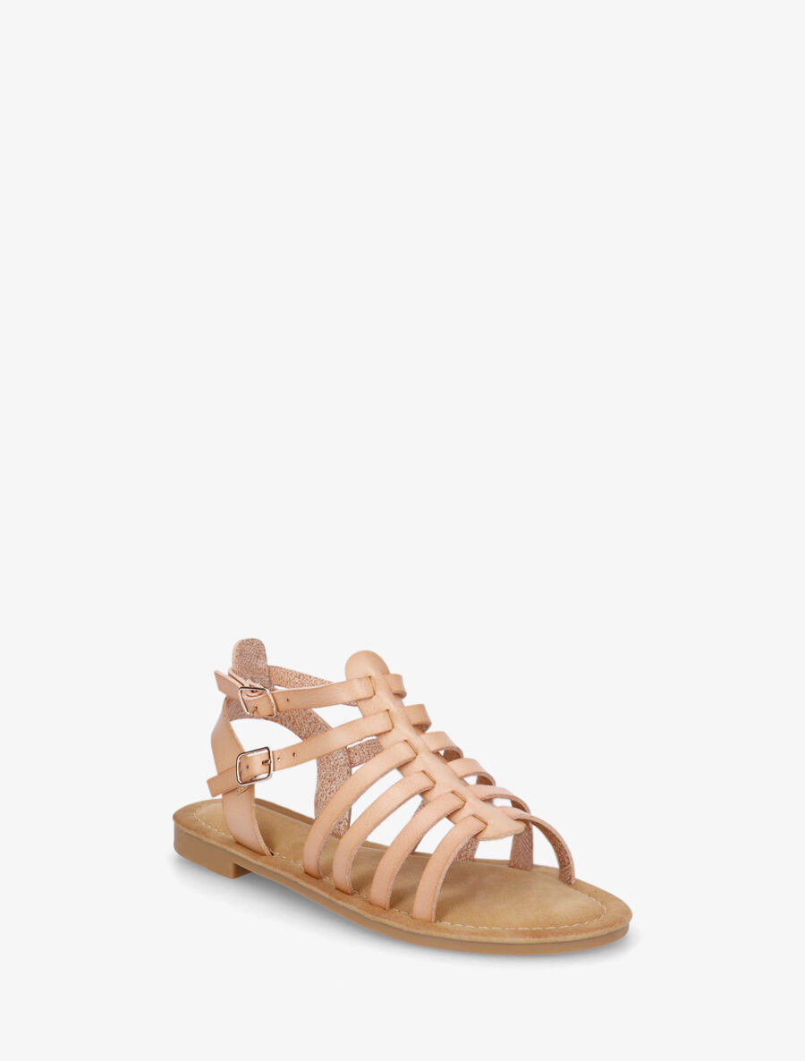Nu-pieds à double boucles style spartiates - Beige - 2