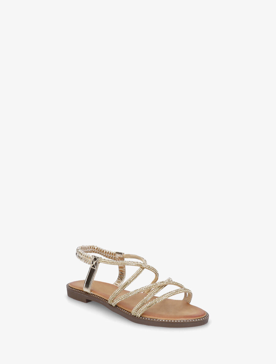 Nu-pieds à brides strassées - Or - 2