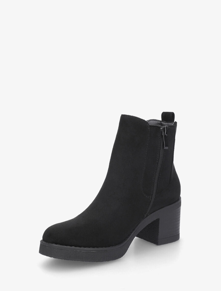 Bottines en suédine à talon - Noir - 3