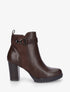Bottines bimatière à talon haut - Marron - 5
